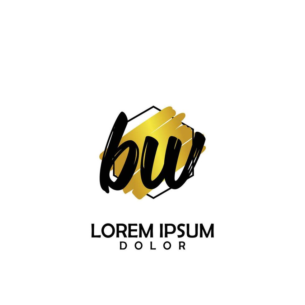 BW Initial Brush In Circle Frame Template Design vector