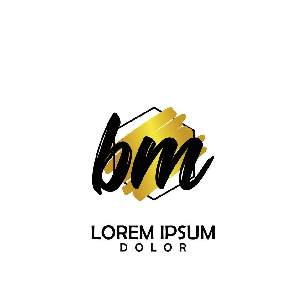 BM Initial Brush In Circle Frame Template Design vector