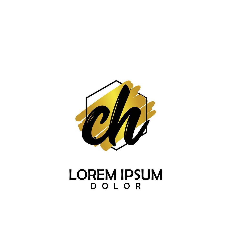 CH Initial Brush In Circle Frame Template Design vector