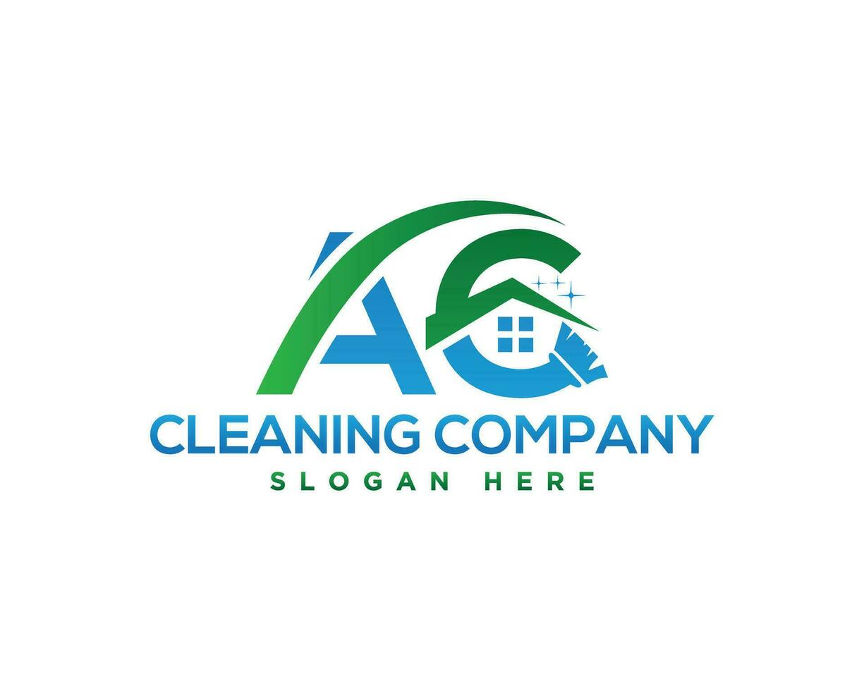 Abstract AC letter logo design with clean house symbol vector template.