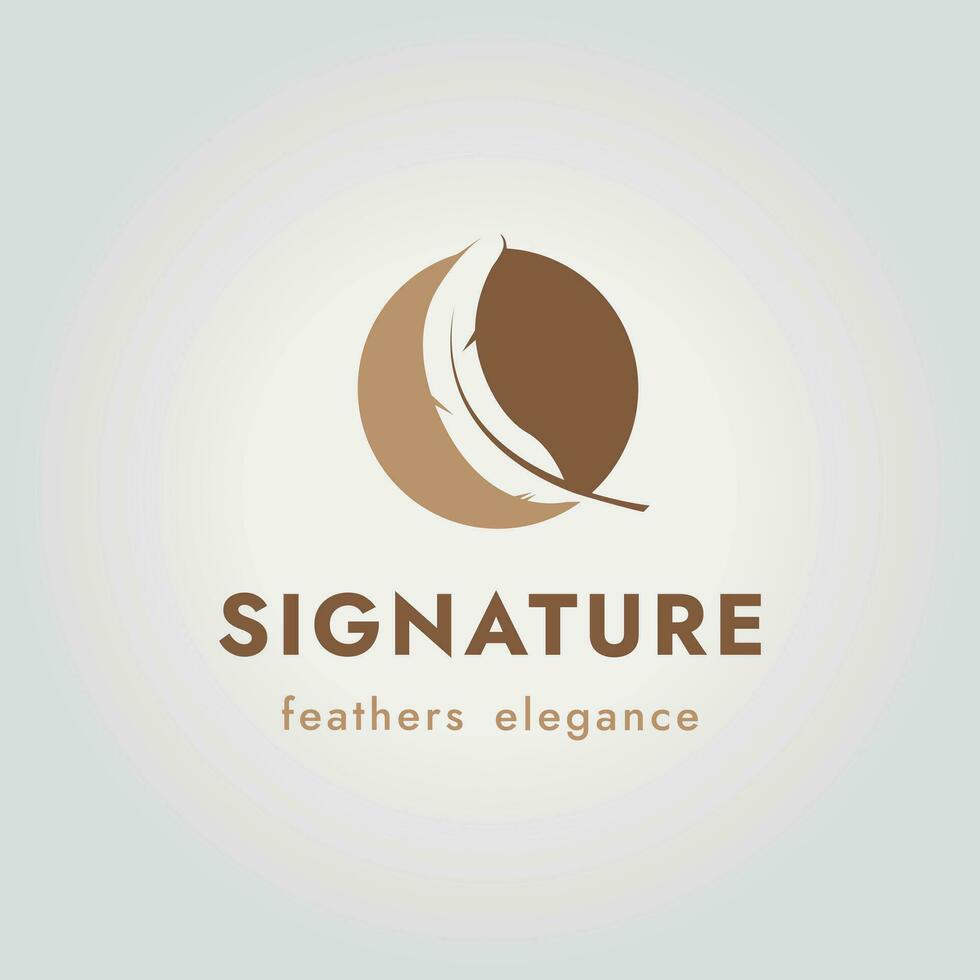 simple quill and feathers logo vector, illustration design of plumage vector