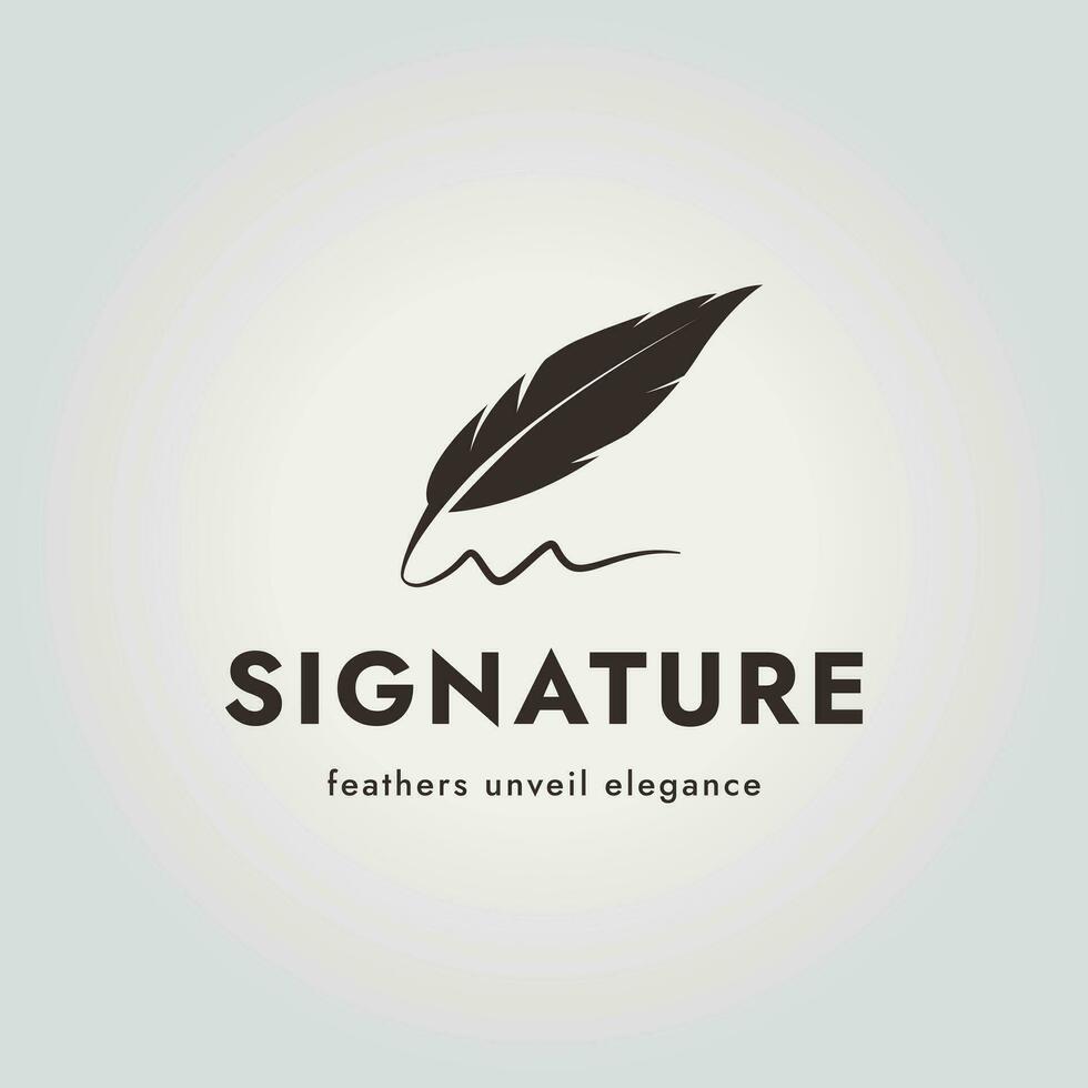 simple feather for signature logo icon design vector, illustration of fur vector