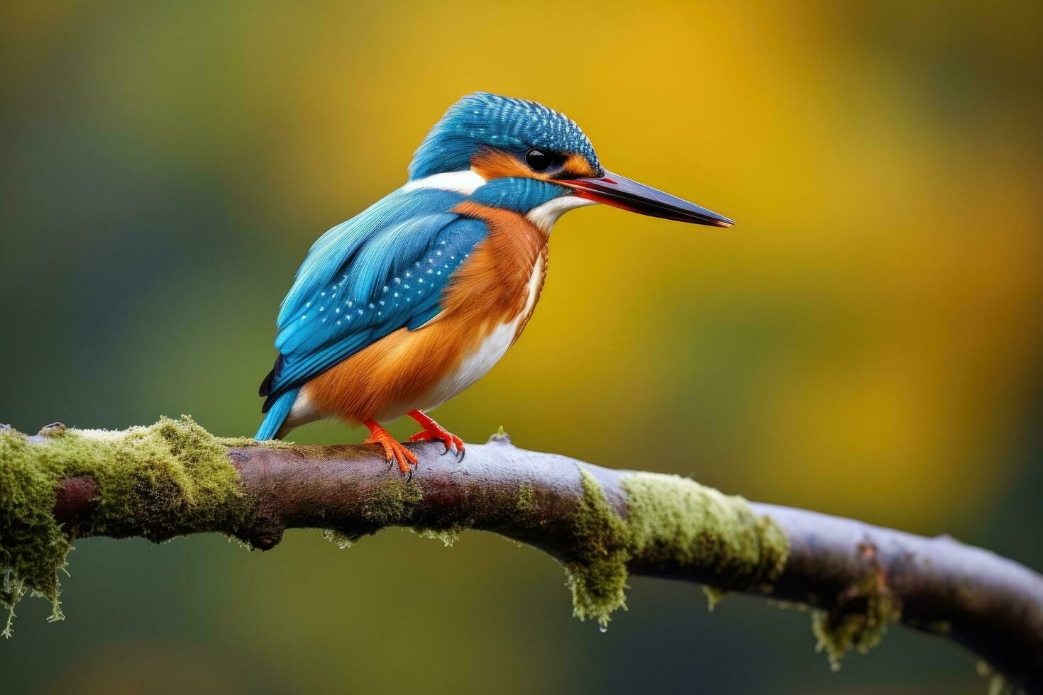 Kingfisher Alcedo atthis perching on a branch, Common Kingfisher Alcedo atthis perched on a branch, AI Generated photo