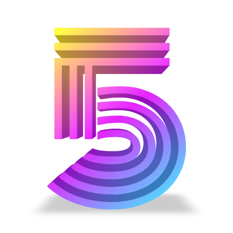 3d número con arco iris colores png