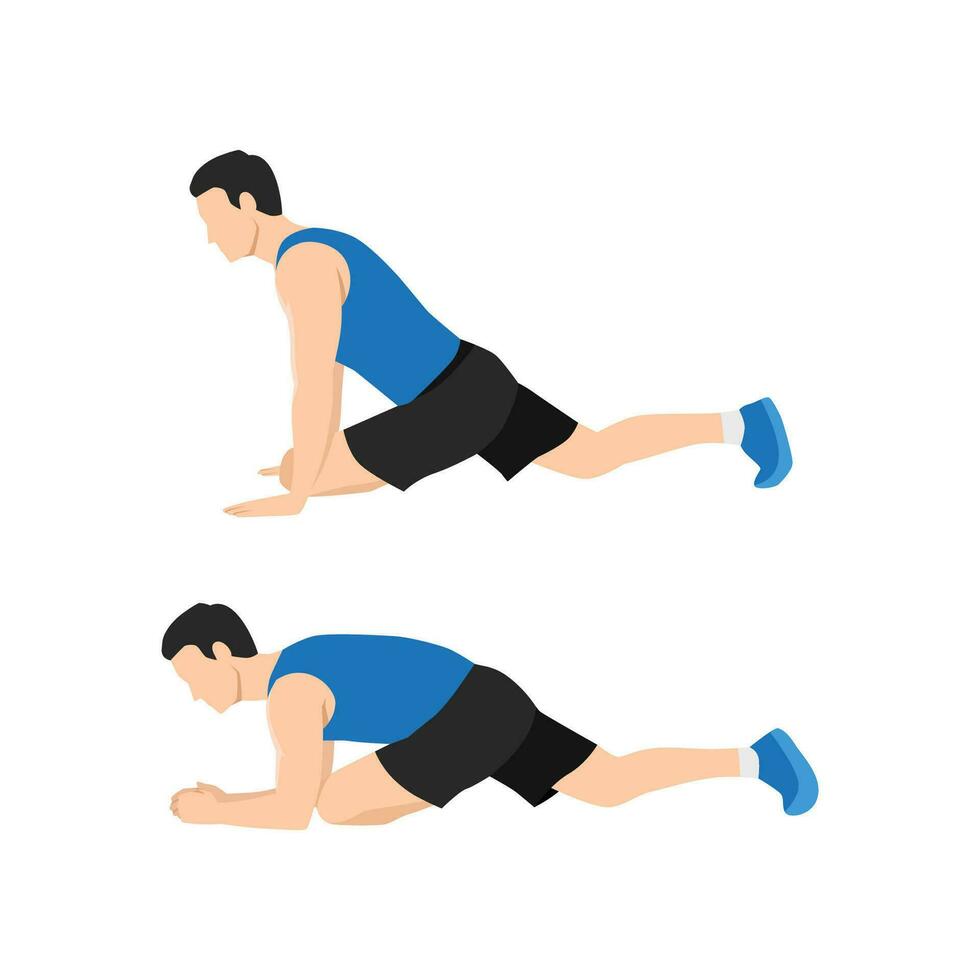 Man doing Pigeon glute stretch exercise. vector
