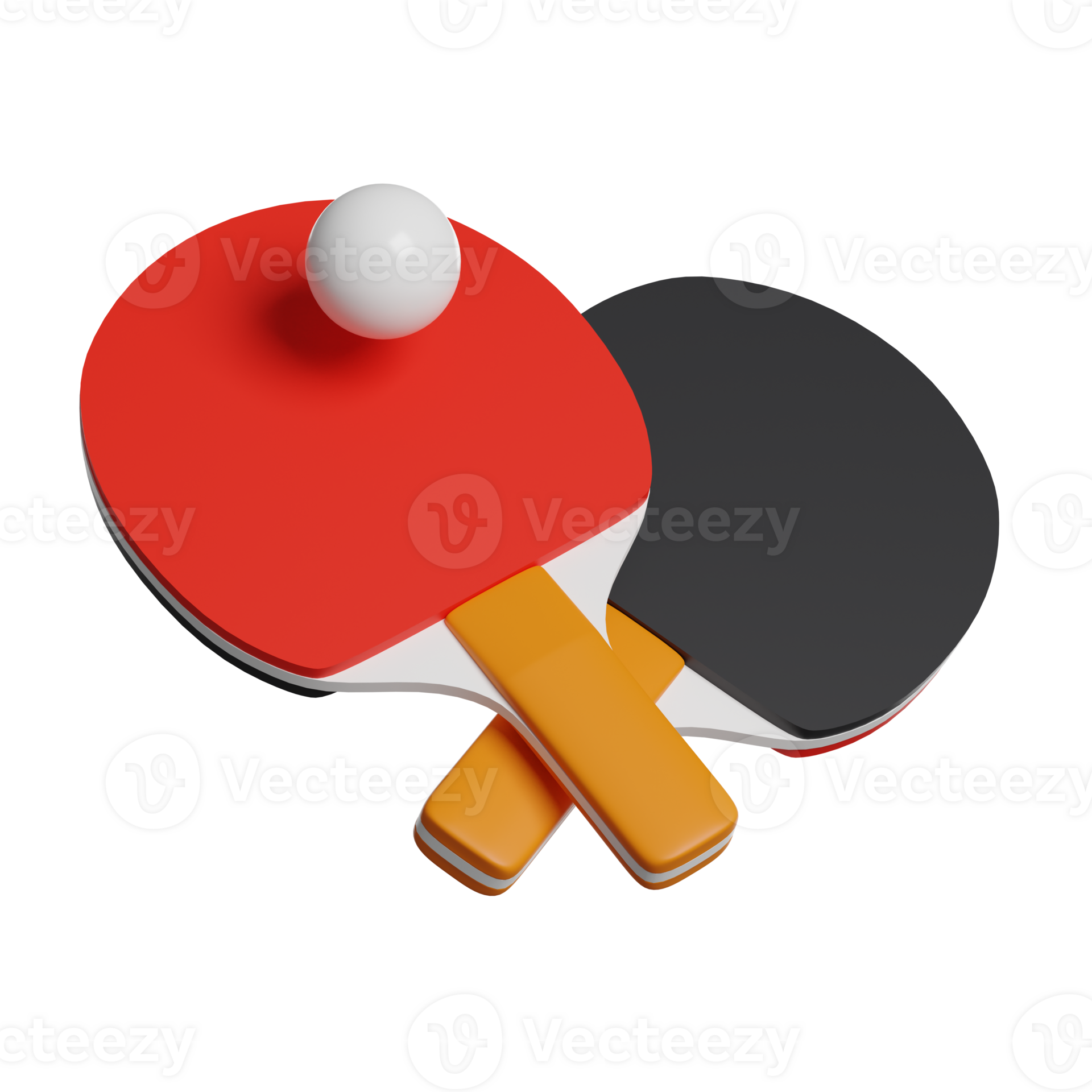 Racket for table tennis and ball, table tennis rackets 3D render icon