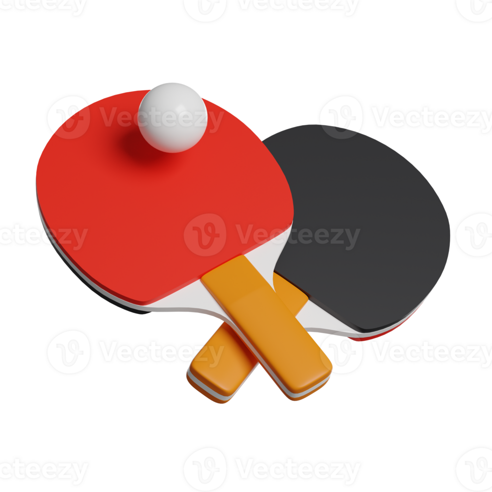 Racket for table tennis and ball, table tennis rackets 3D render icon png