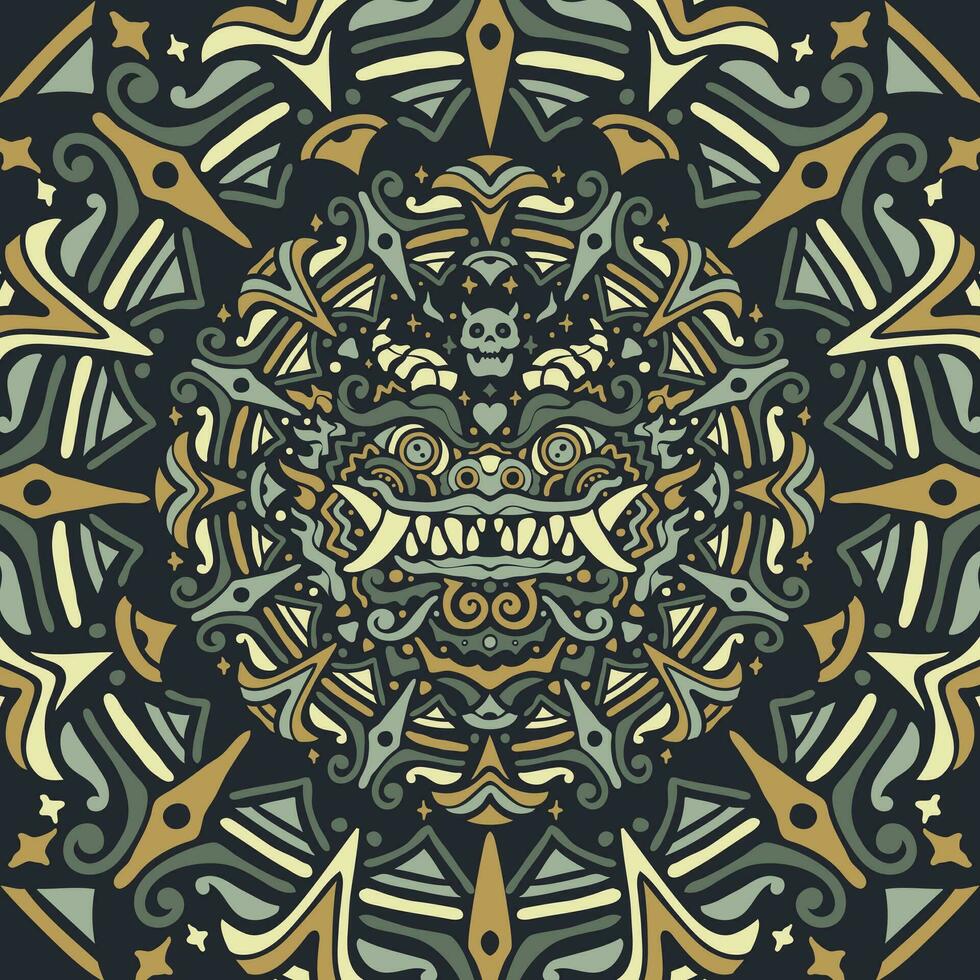 Chinese Traditional Pattern Lion Geometry Pattern vector