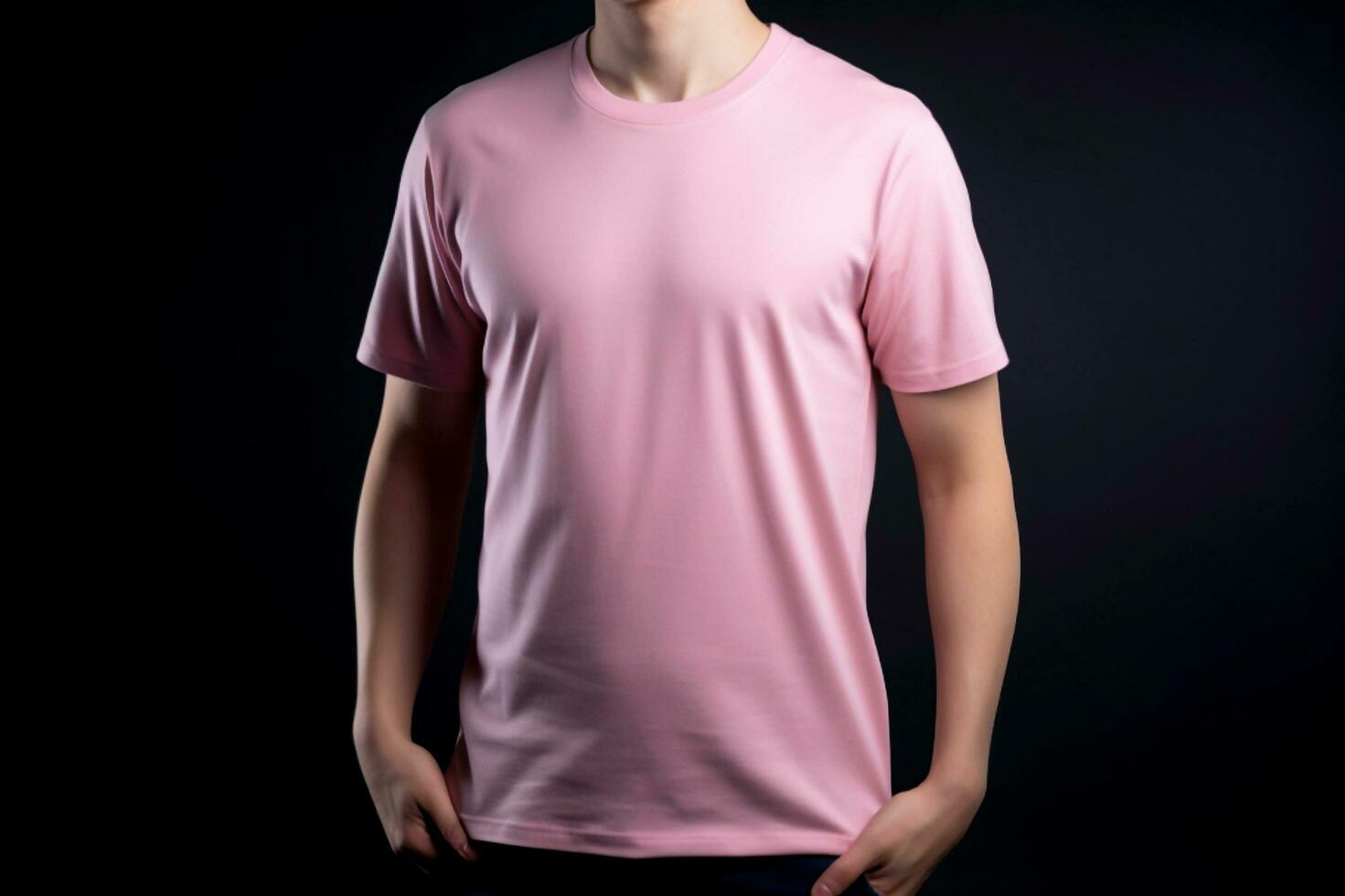 Generative AI. Pink T-Shirt Mockup on Male Model photo