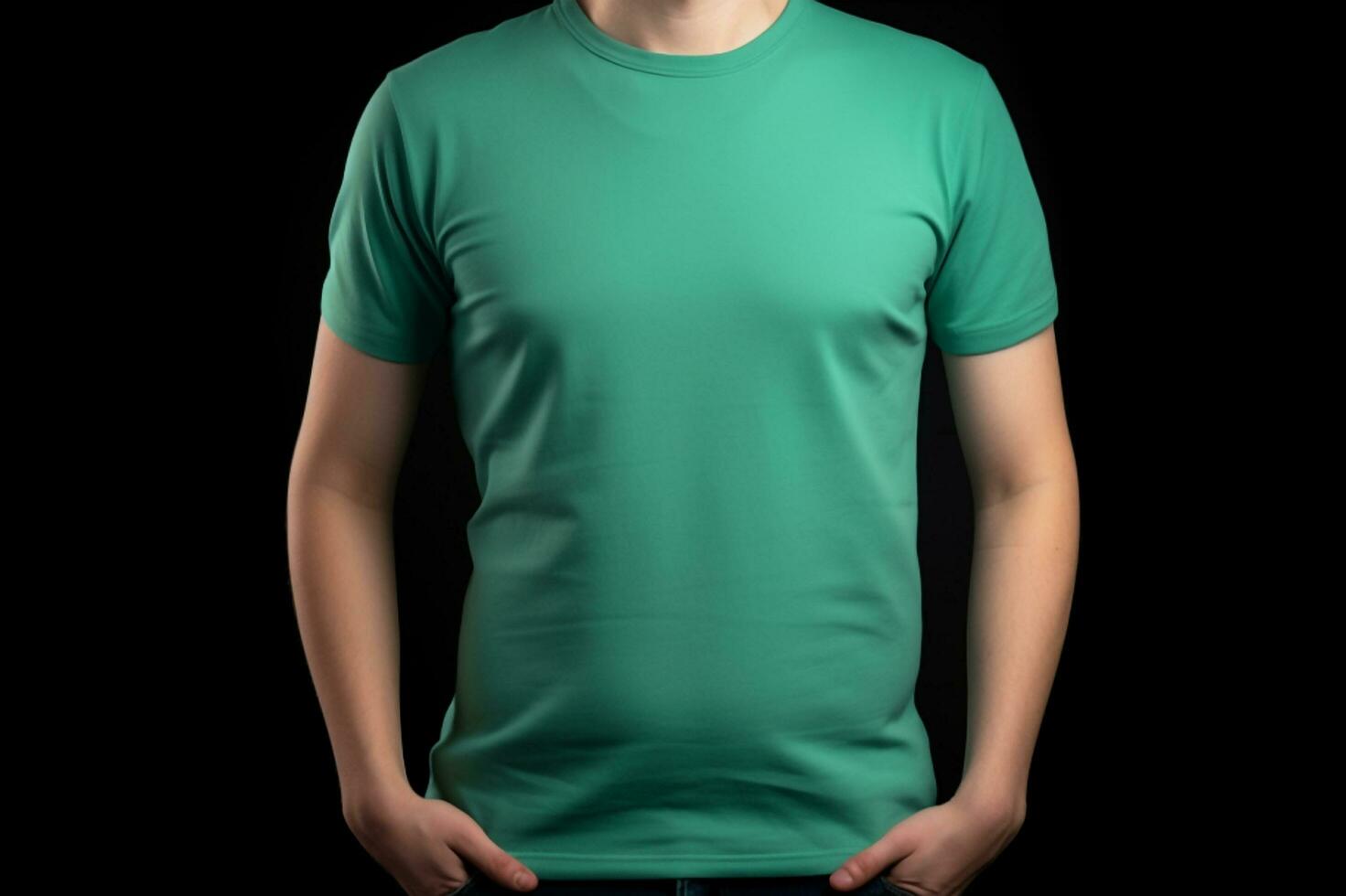 Generative AI. Green T-Shirt Mockup on Male Model photo