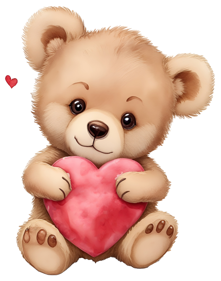 Cute teddy bear with heart in hand. AI Genrative png