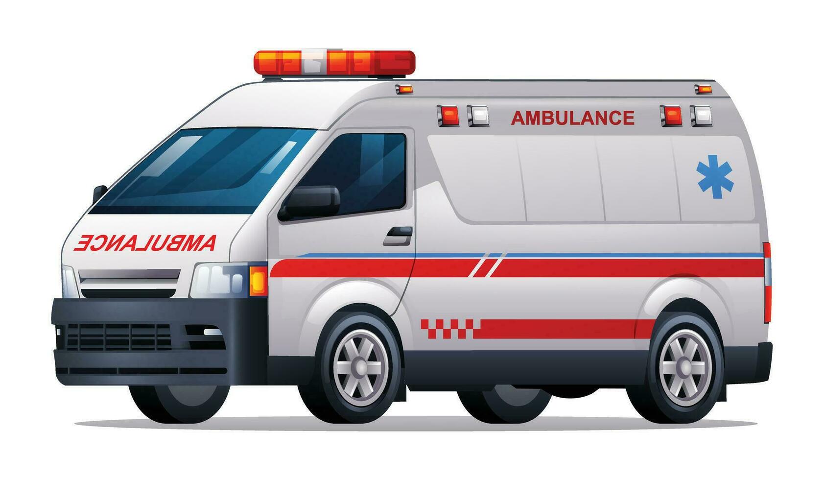 Ambulance car vector illustration. Emergency medical vehicle isolated on white background