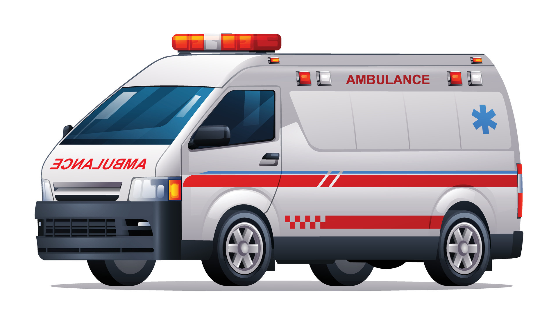 Ambulance car vector illustration. Emergency medical vehicle isolated