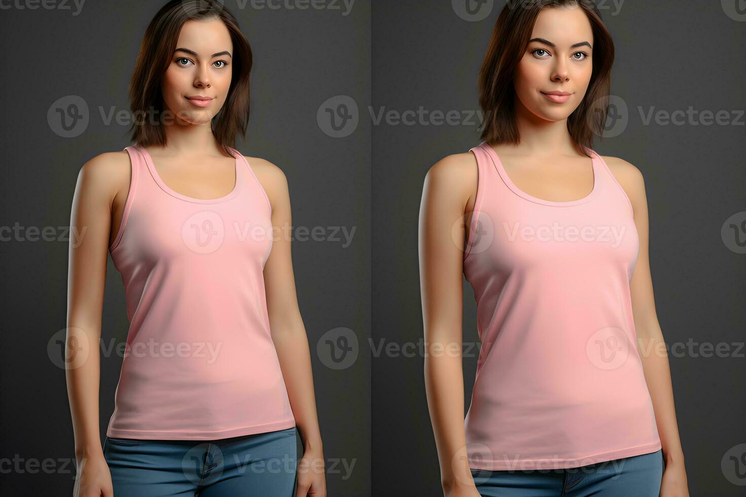 Generative AI. Blank Pink Tank top Mock up on Female Model Showcase Your Designs in Style photo