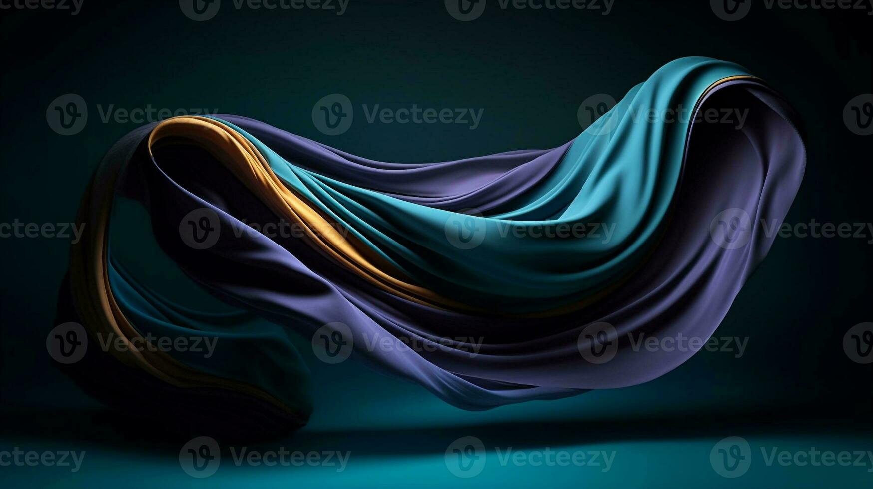 generative AI. Flowing Blue Fabric Artwork Backdrop photo