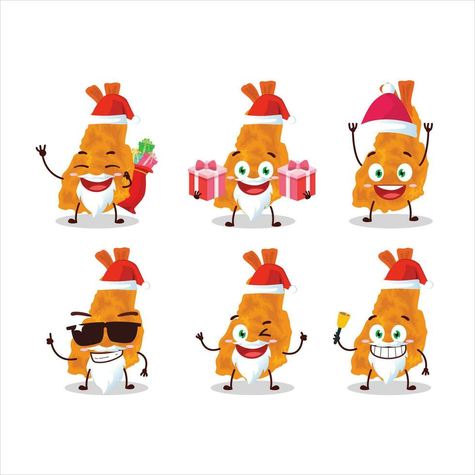 Papa Noel claus emoticones con frito camarón dibujos animados personaje vector