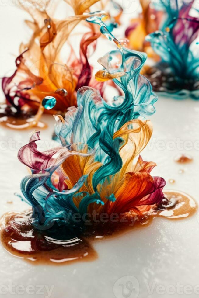 Colorful ink in water. AI generated photo