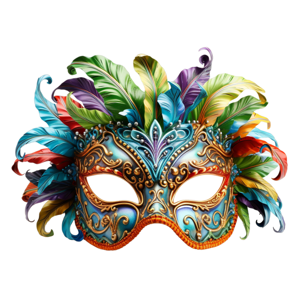 braziliaans carnaval masker veer viering decoratie mardi gras Venetiaanse ai generatief png