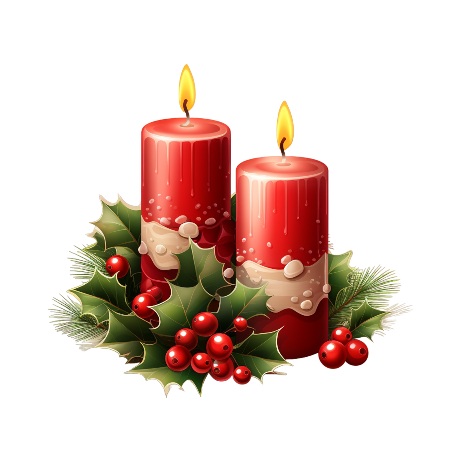 Christmas red candles with berry ai generative 29199503 PNG