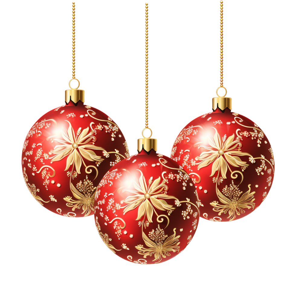 Christmas hanging red ornaments for decorations ai generative 29199507 PNG