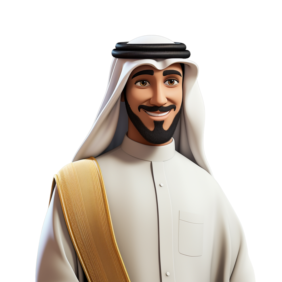 Arab man cartoon character ai generative png