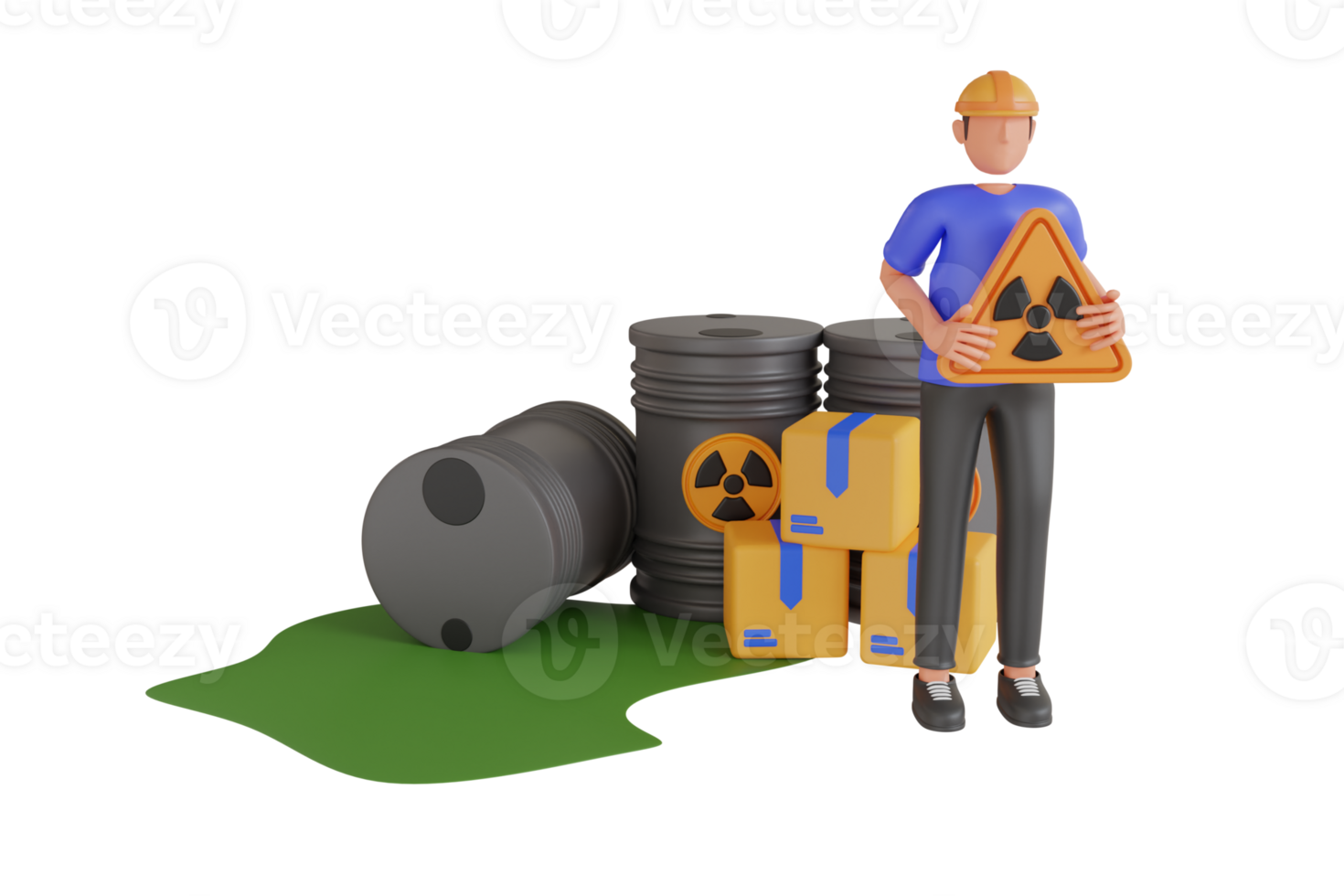 3d illustration of barrels hazard liquid. Containers toxic and chemical substances. 3d illustration of hazardous chemical waste in barrels png