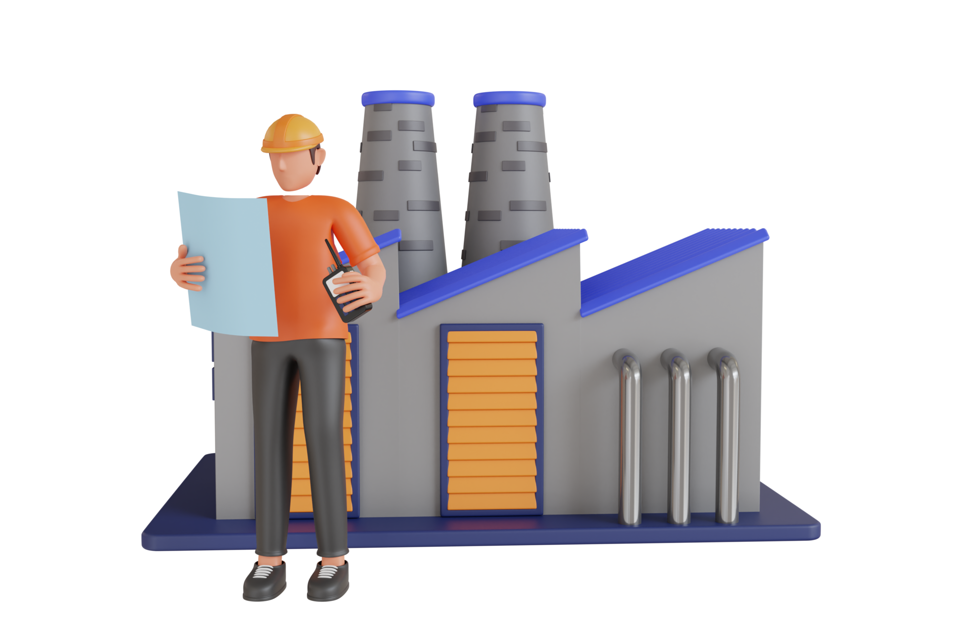 3d Illustration Of Engineer In The Factory Engineer Looking Of Working 3d-illustration-of-engineer-in-the-factory-engineer-looking-of-working