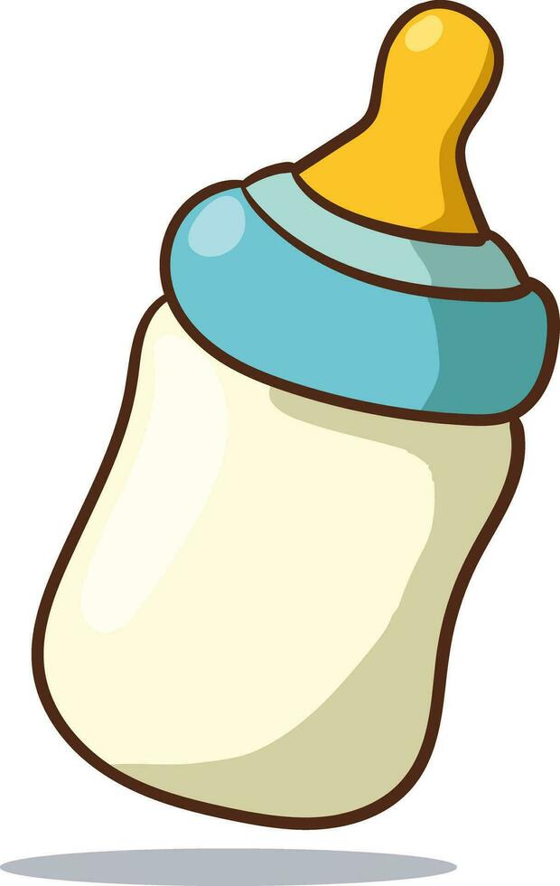 bebé Leche botella. nutrición en el el plastico envase para un recién nacido. blanco beber, lechería producto. aislado vector ilustración en dibujos animados estilo