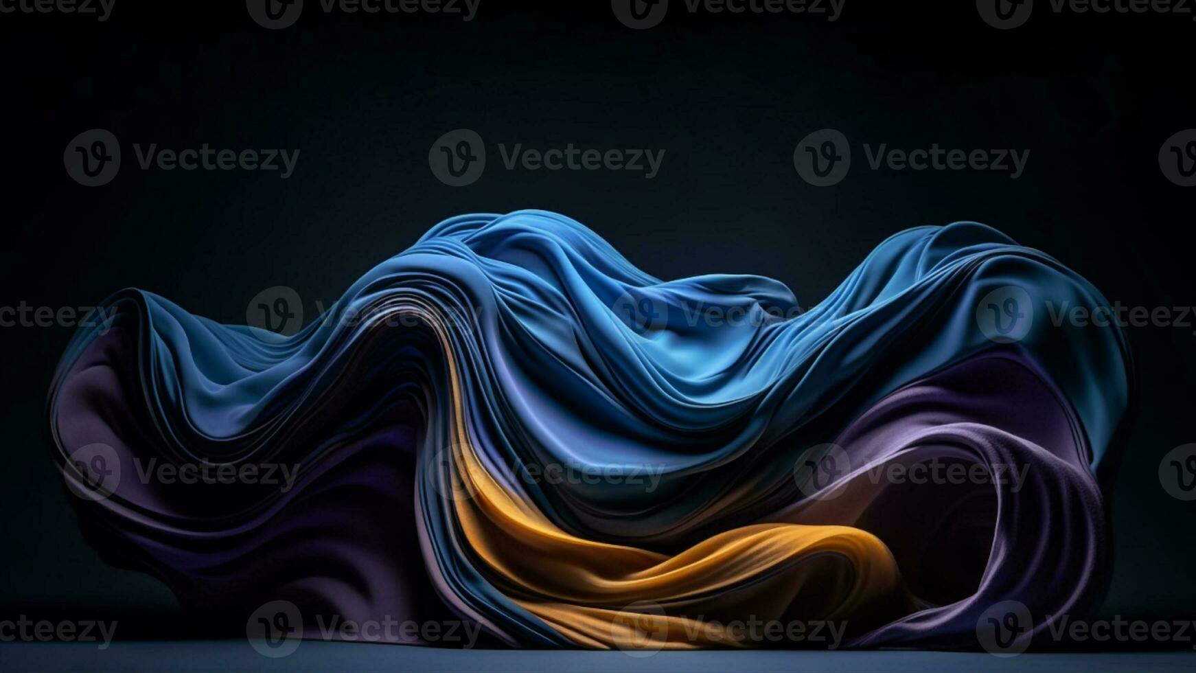 generative AI. Flowing Blue Fabric Artwork Backdrop photo