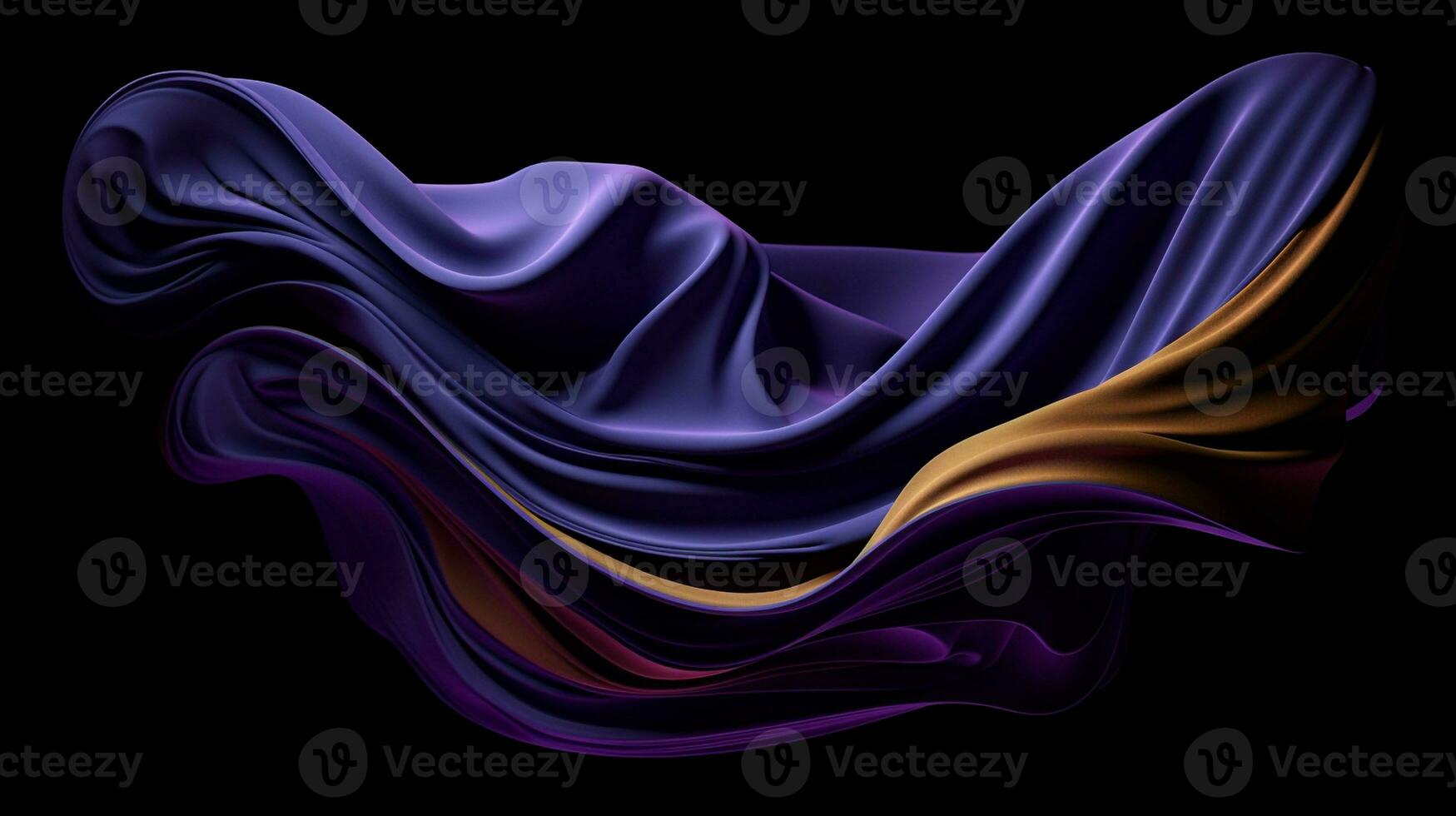 generative AI. Dynamic and flowing artwork backdrop with a sleek purple fabric blowing in the wind photo