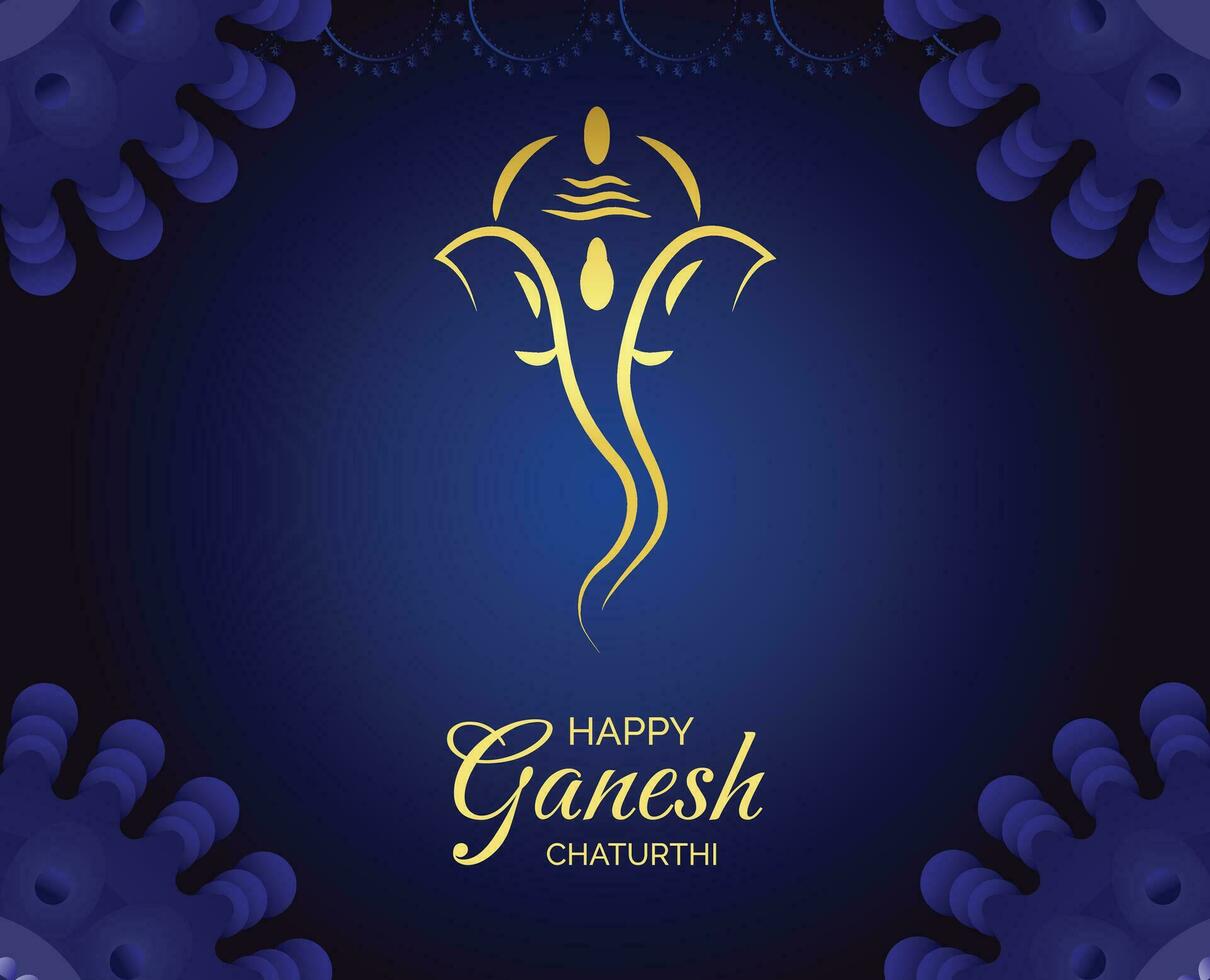 Happy Ganesh Chaturthi greeting card with ganesha vector