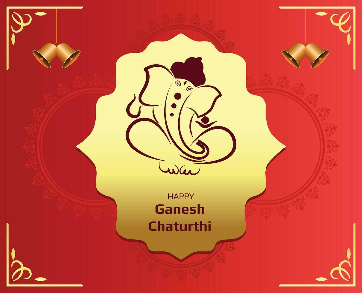 contento ganesh chaturthi festival de India saludo tarjeta diseño vector