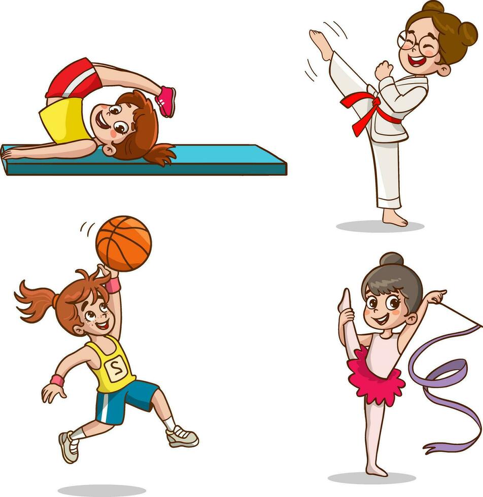 vector illustration of children playing various sports.