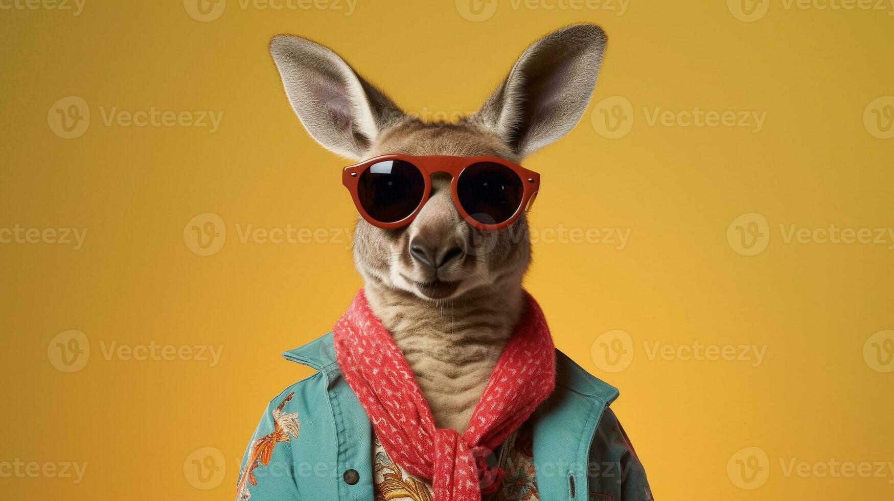 Generative AI, Cool Kangaroo Stylish Shades on a Pastel Playground photo