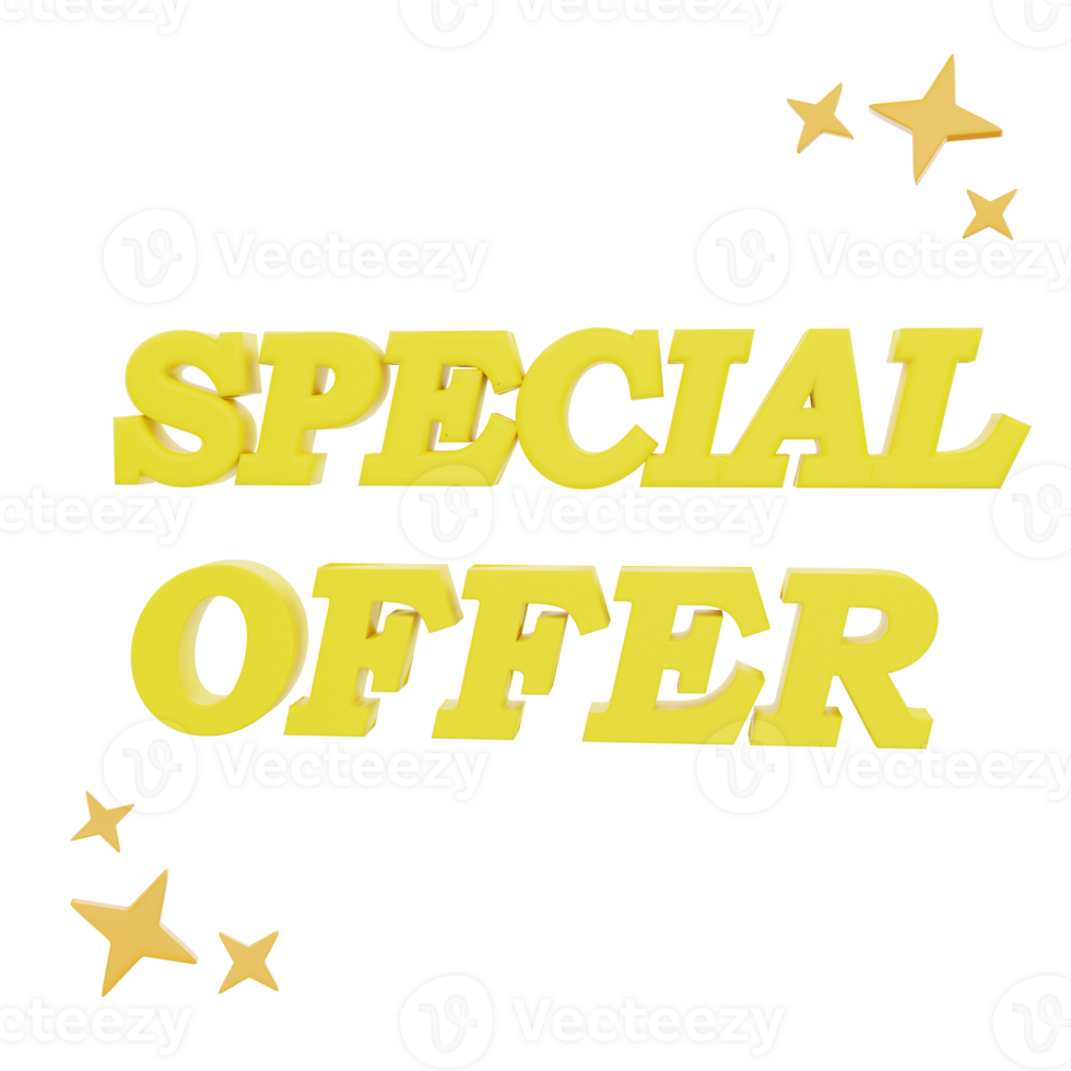 3D Rendering Special Offer with stars Icon Object png