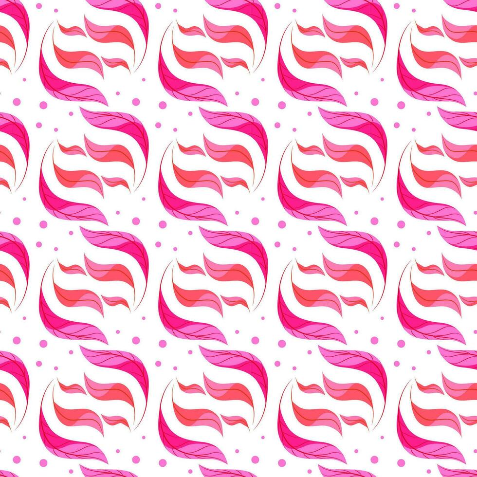 Leaves in pink tones on white background. trend flat pattern for printing on fabric clothes, wrapping paper vector