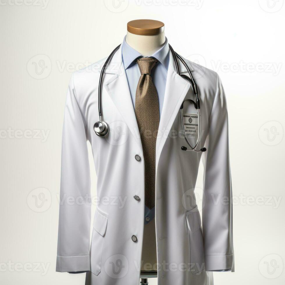 Plain background isolate, doctor uniform, medical and healthcare suit great for inspiration for decoration, healthcare, pharmacy, website, blog, social media, garment, mockup etc. Generative Ai Images photo