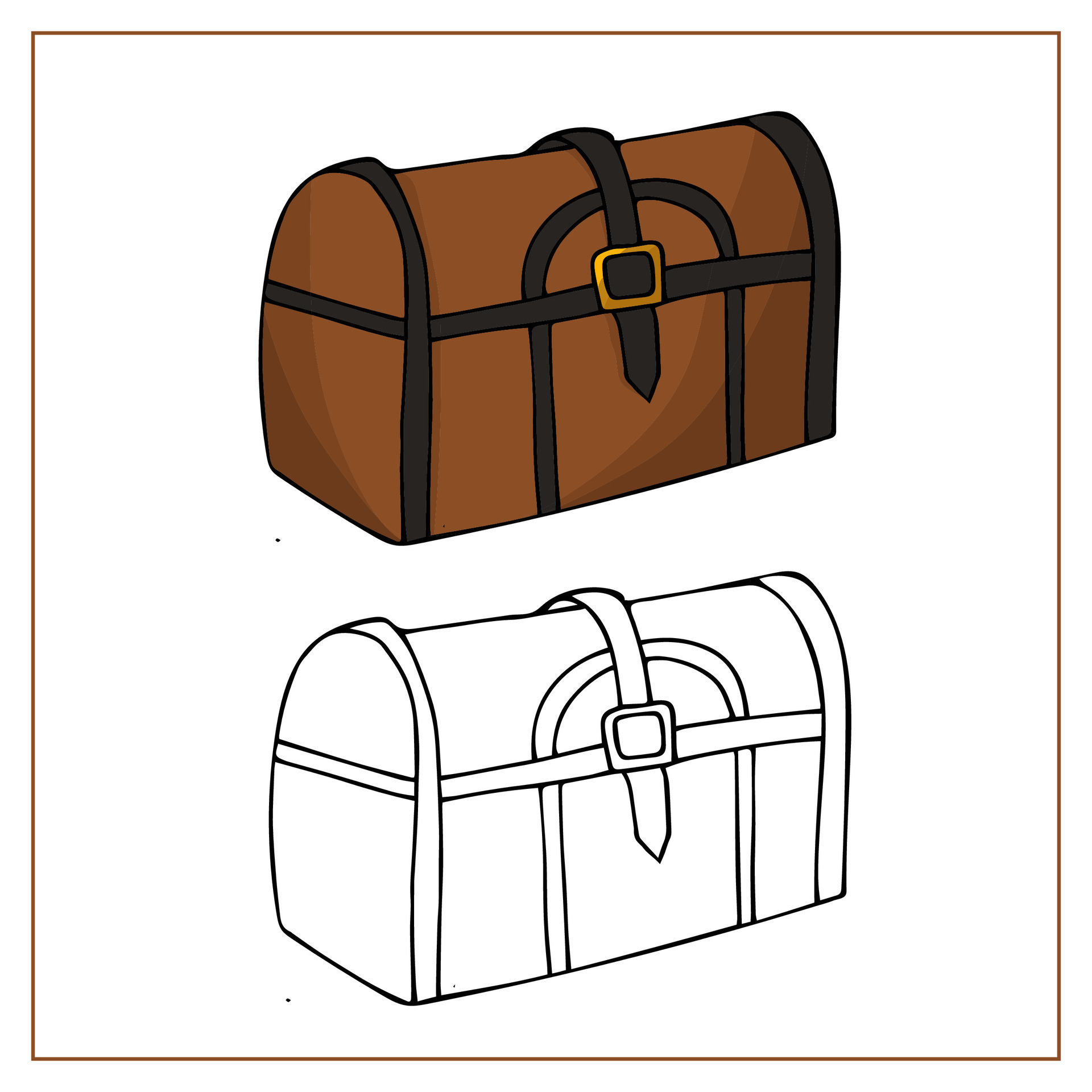 Treasure chest line icon. Hand drawn illustration in Doodle style