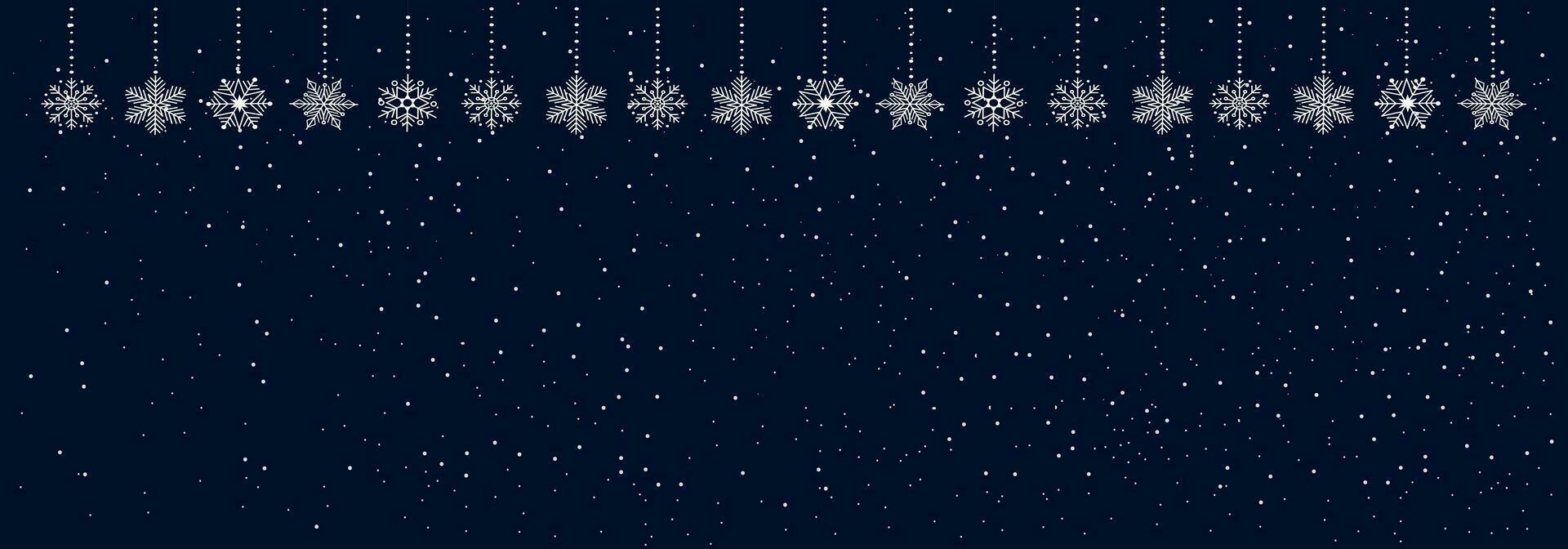 Winter blue sky with falling snow, snowflake. Holiday Winter background for Merry Christmas and Happy New Year. Vector illustration. Vector illustration