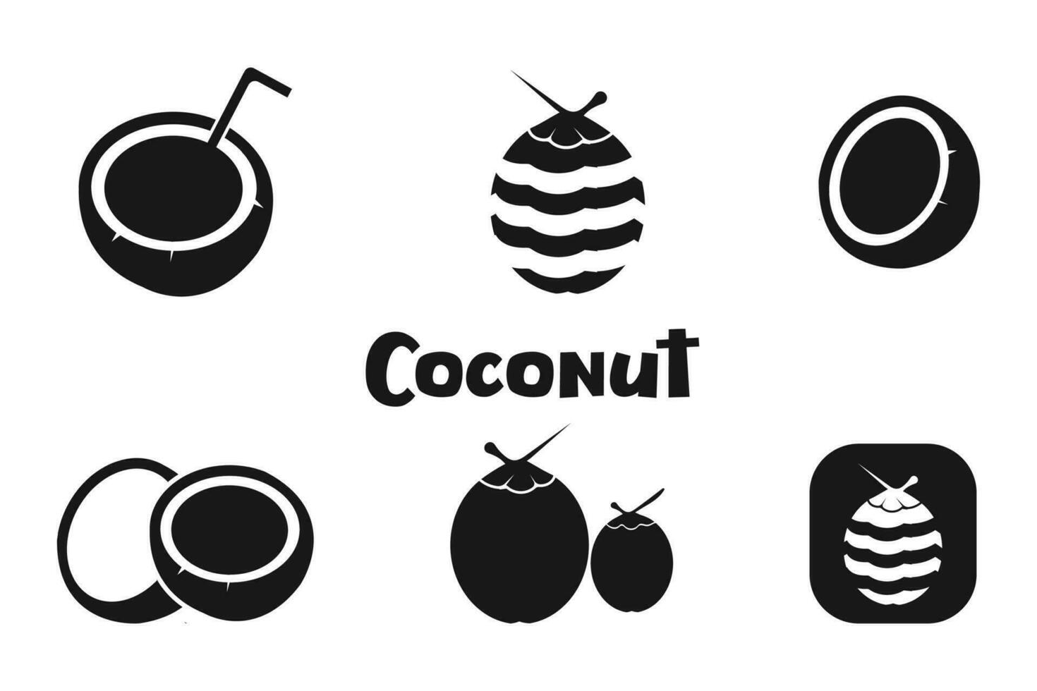 Coconut icon set vector isolated on white background. Coconut logo vector illustration.
