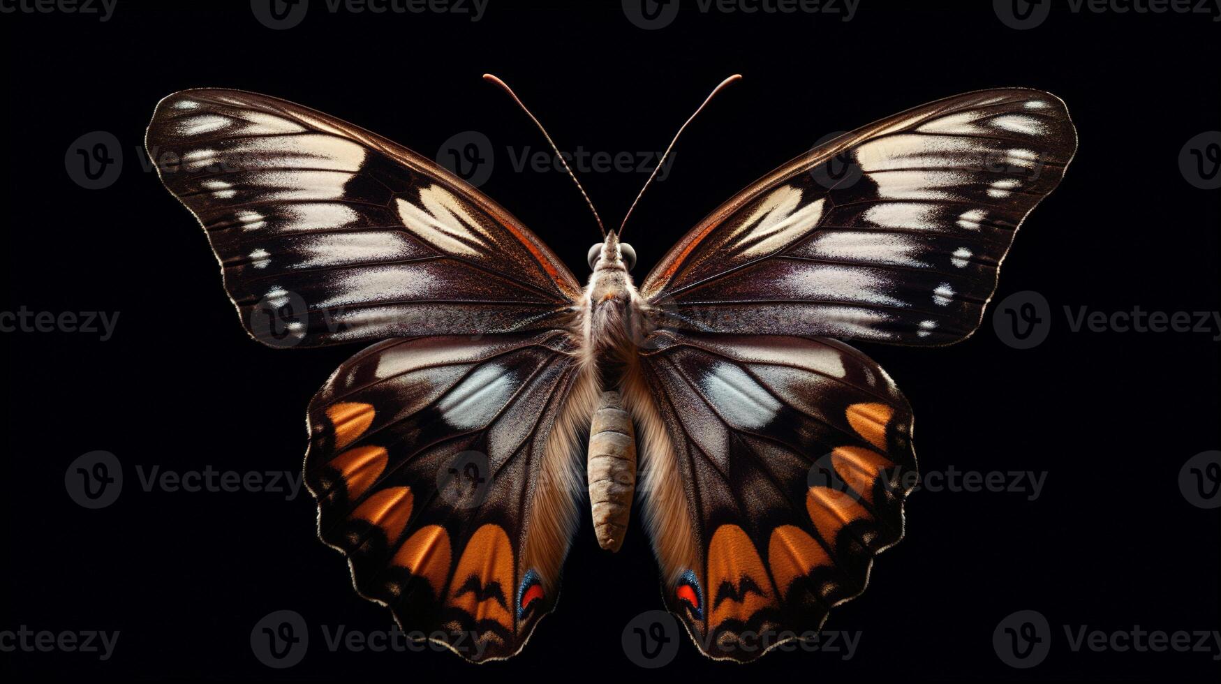 Butterfly on black background. photo