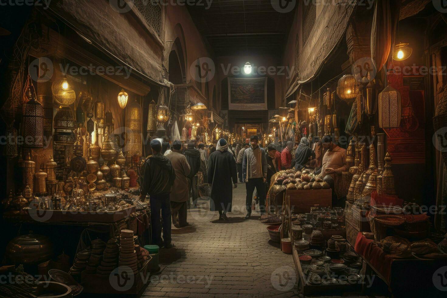 Moroccan street market. Generate Ai photo