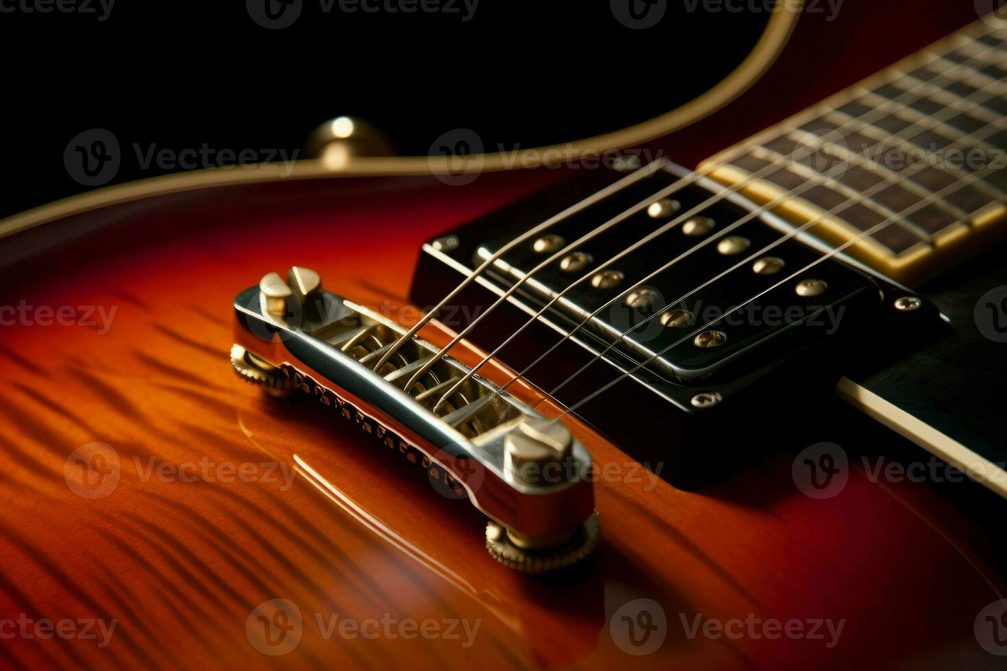Guitar macro music closeup. Generate Ai photo