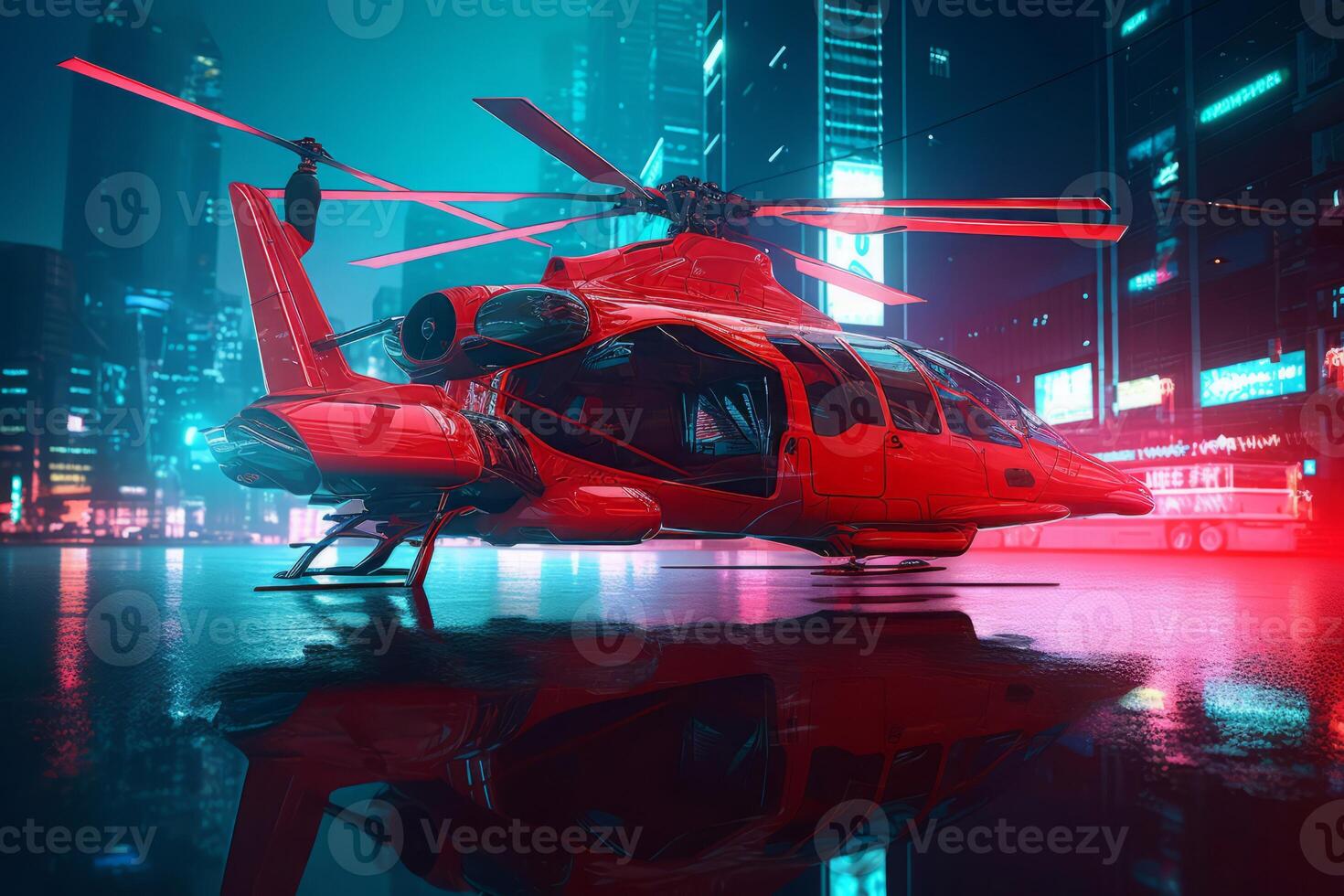 Future helicopter vehicle. Generate Ai photo