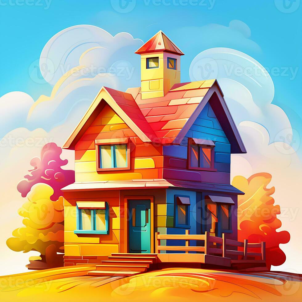 A house roof is Colorful illustration of a sweet home graphic background photo