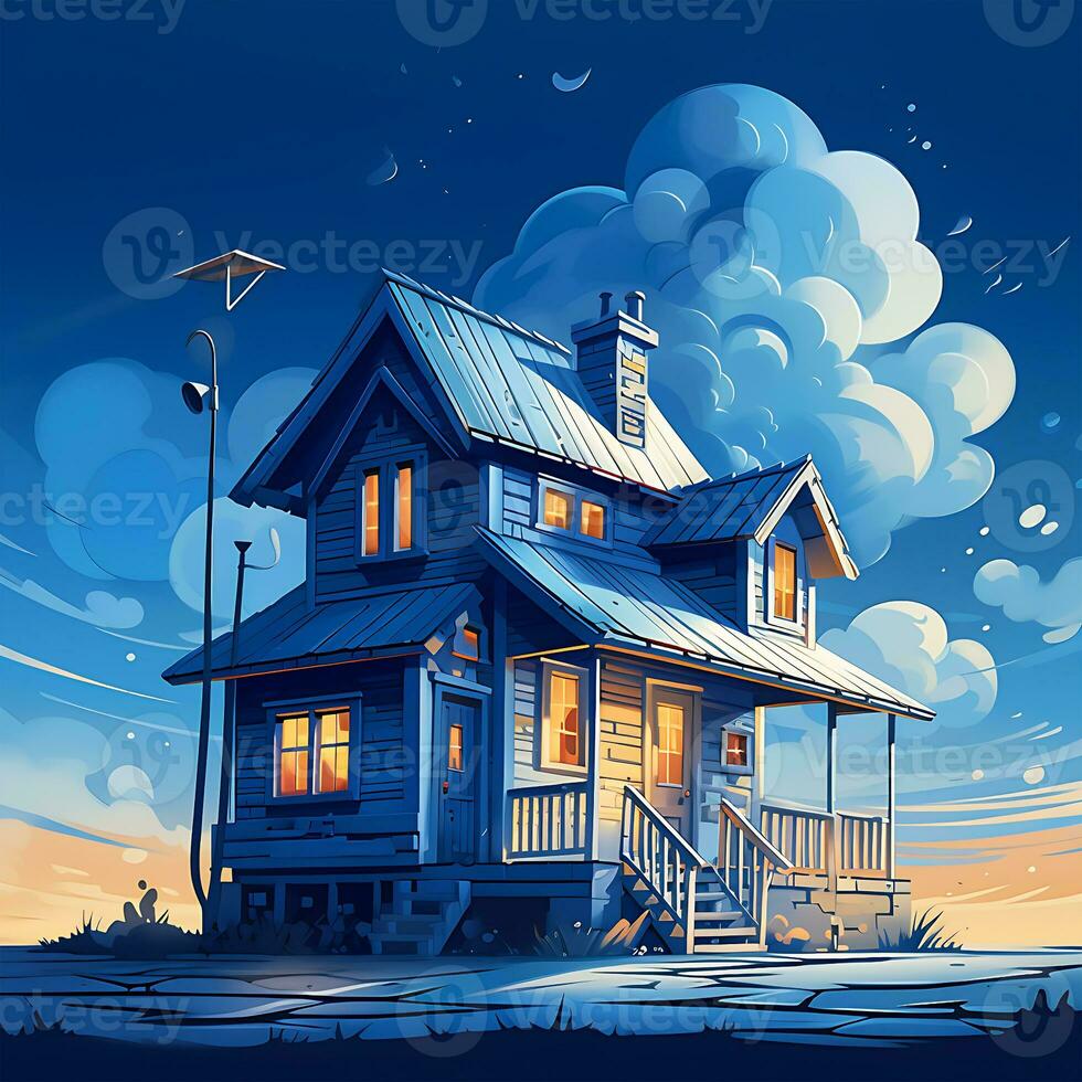 A house roof is Colorful illustration of a sweet home graphic background photo