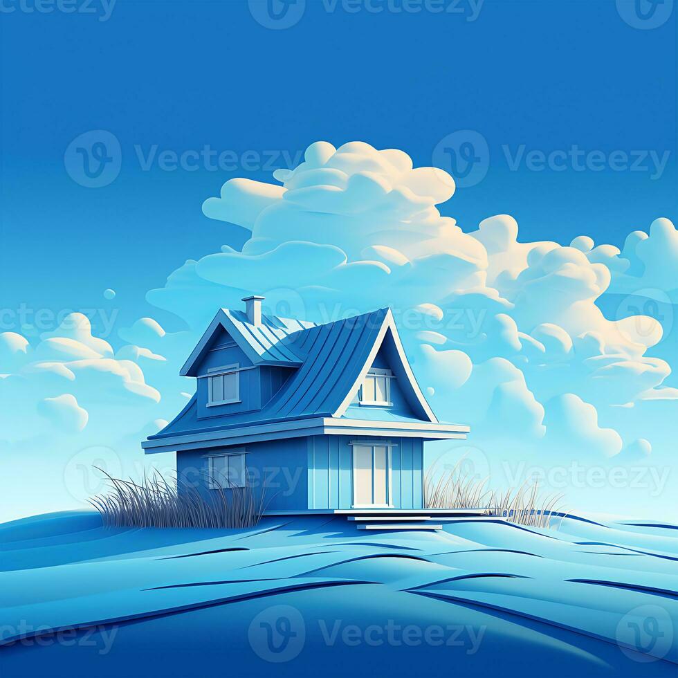 A house roof is Colorful illustration of a sweet home graphic background photo