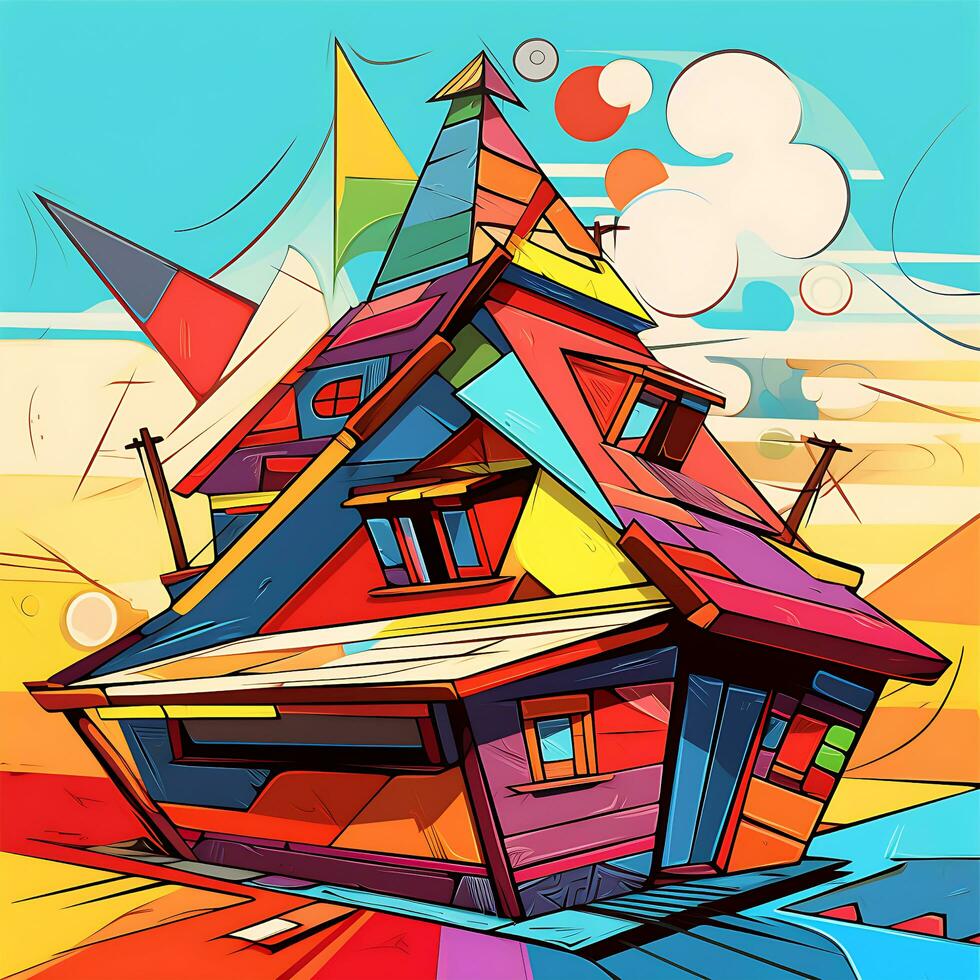 A house roof is Colorful illustration of a sweet home graphic background photo