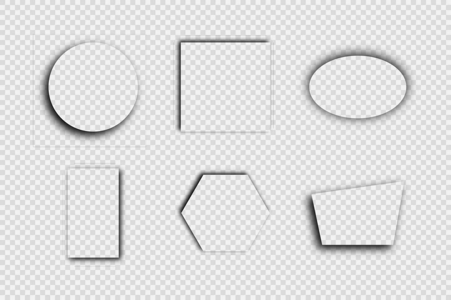 Dark realistic shadow. Set of six shadows isolated on background. Vector illustration.