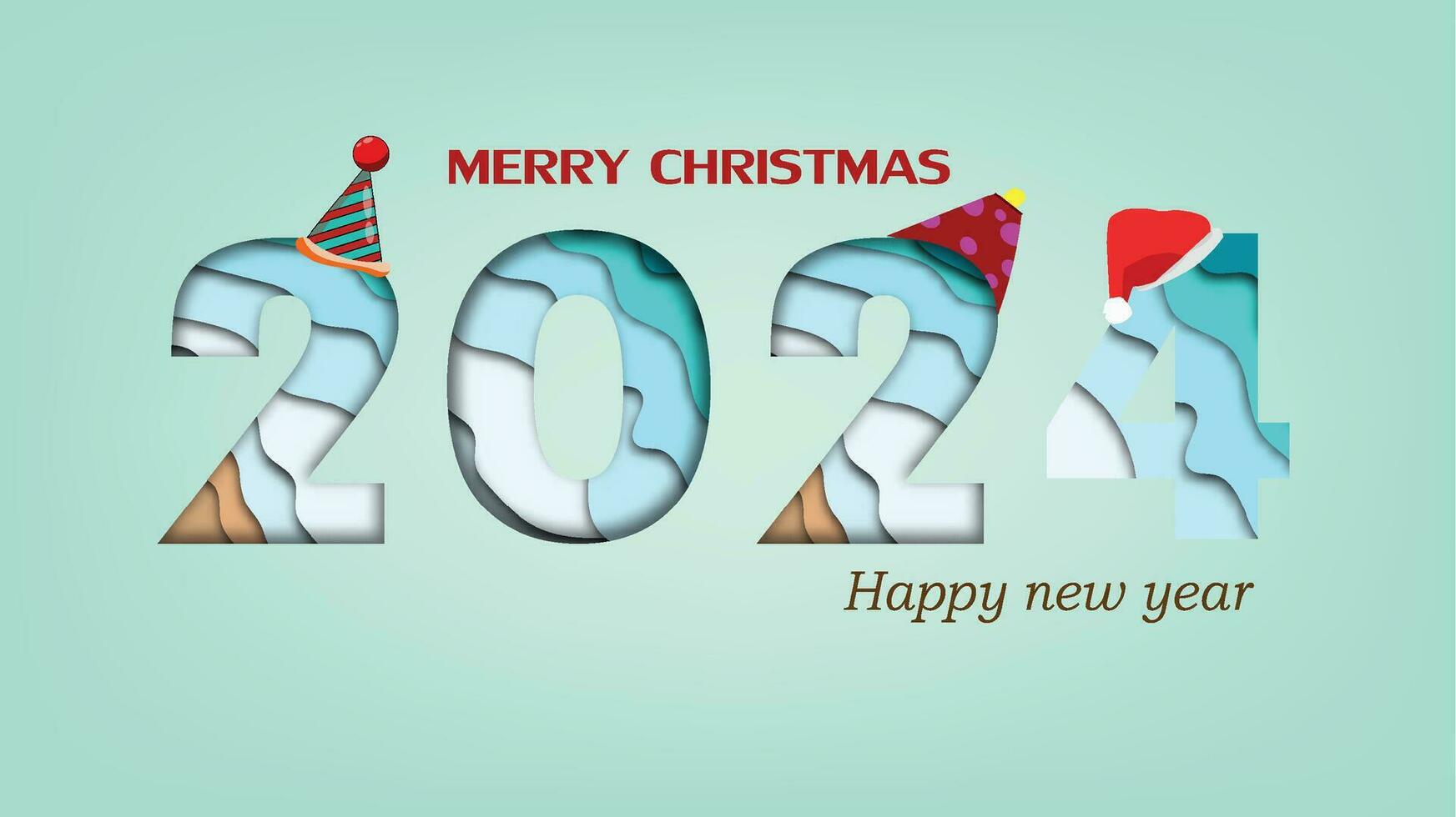 2024 happy new year.Paper cut 2024 word for new year festival.card,happy,Vector concept luxury designs and new year celebration. vector